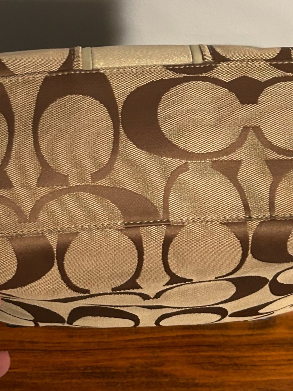 Coach Signature Stripe Bag in Brown/Gold - Picture 9 of 12